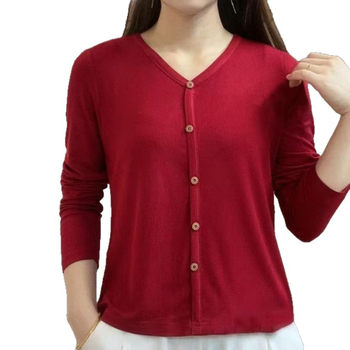 Γυναικείο μακρυμάνικο T-shirt από ice silk, λεπτή γραμμή που σμιλεύει τη σιλουέτα, ελαφρύ και διαπνέον