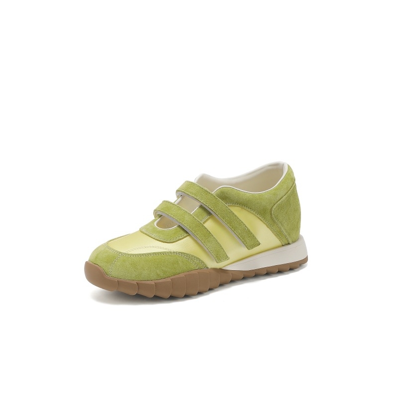 Ženske Mary Jane cipele s 7 cm povećanjem visine, ljetni model 2025, debela potplata, kožni gornji dio, Velcro kopča, svakodnevna obuća.
