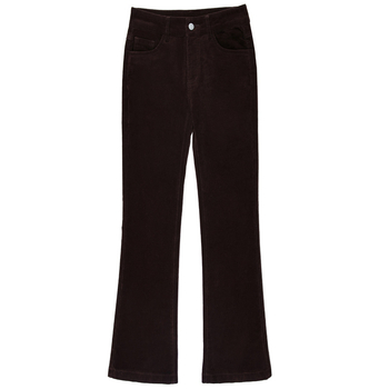 Ženske hlače s visokim pojasom od korduroja, debeli materijal, bootcut kroj, jesen-zima, korejski stil