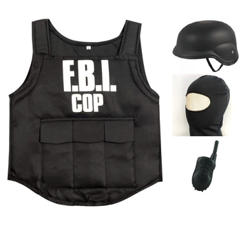 Dječji FBI agent kostim s pancirkom, 5-dijelni set, policijski nastup za Noć vještica