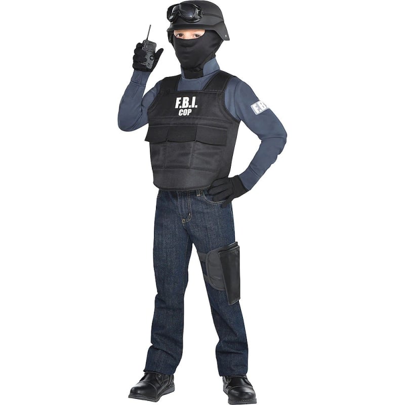 Dječji FBI agent kostim s pancirkom, 5-dijelni set, policijski nastup za Noć vještica