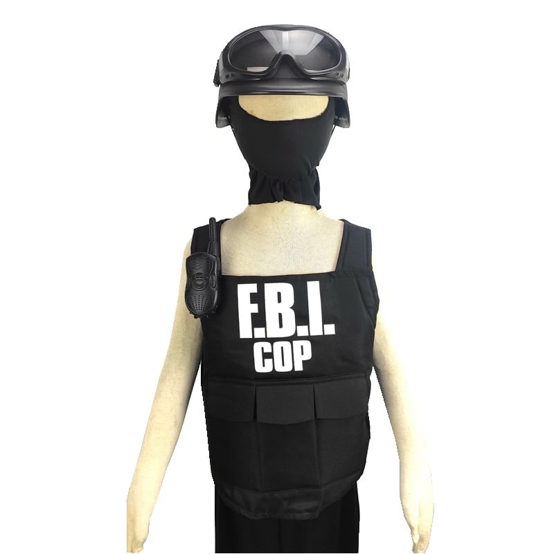 Dječji FBI agent kostim s pancirkom, 5-dijelni set, policijski nastup za Noć vještica