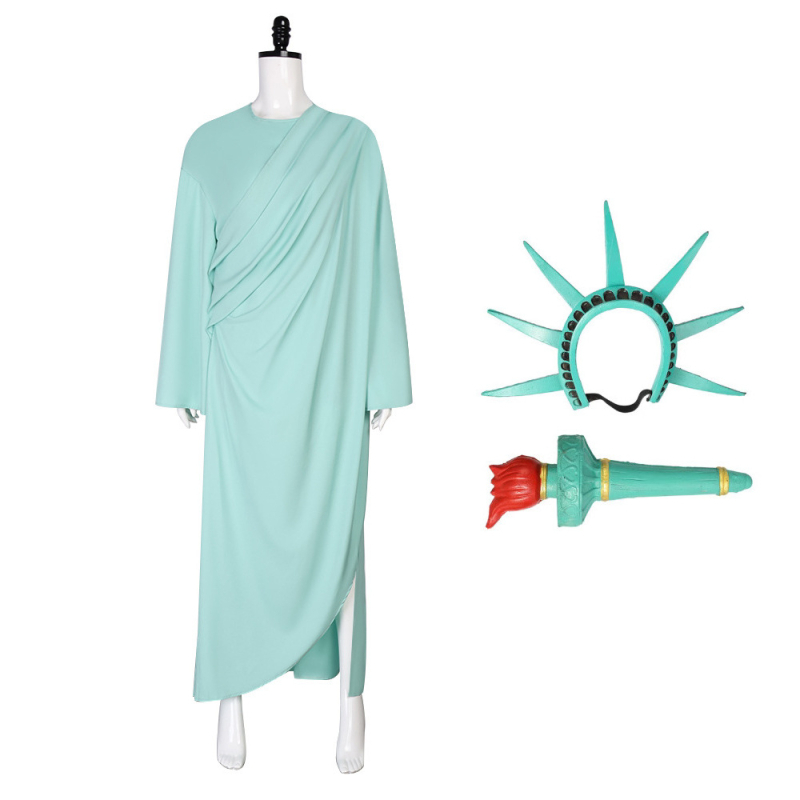 Cosplay kostim Statue of Liberty s robom za Noć vještica i starorimsku robu, na skladištu