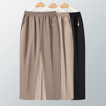 Γυναικείοι cropped παντελόνες από Ice Silk, ελαφριές καλοκαιρινές, χαλαρή ίσια γραμμή, ελαστική μέση