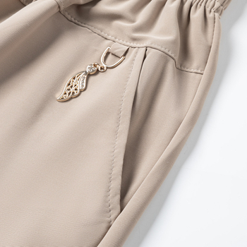 Γυναικείοι cropped παντελόνες από Ice Silk, ελαφριές καλοκαιρινές, χαλαρή ίσια γραμμή, ελαστική μέση