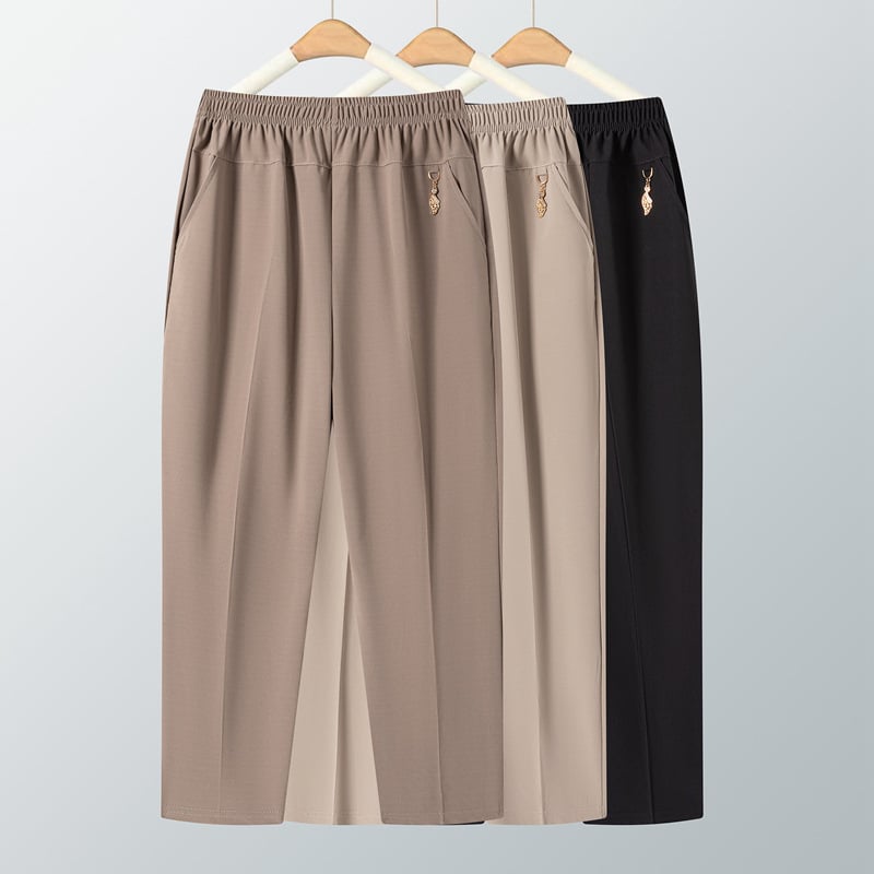 Γυναικείοι cropped παντελόνες από Ice Silk, ελαφριές καλοκαιρινές, χαλαρή ίσια γραμμή, ελαστική μέση