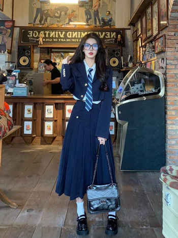 Ženski JK uniformni set od tri dijela: sako, suknja i bluza, jesen-zima, korejski kampus stil za svakodnevno putovanje
