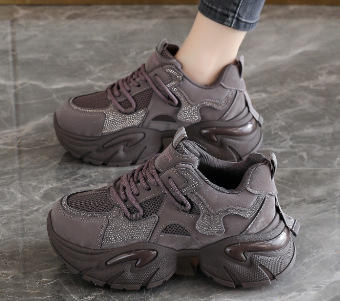 Női meleg pamut sportcipő fleeces béléssel, mindennapi viselet, dad shoes stílusban, őszi–téli szezonra