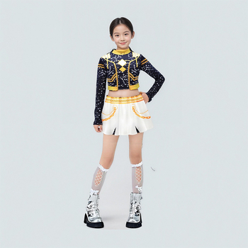 K-Pop lovkinje vještice cosplay kostim – crno-zlatni scenski kostim za korejsku djecu, Rumi Zoy Mirah