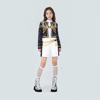 K-Pop lovkinje vještice cosplay kostim – crno-zlatni scenski kostim za korejsku djecu, Rumi Zoy Mirah