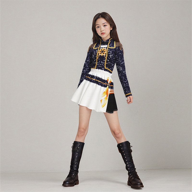 K-Pop lovkinje vještice cosplay kostim – crno-zlatni scenski kostim za korejsku djecu, Rumi Zoy Mirah
