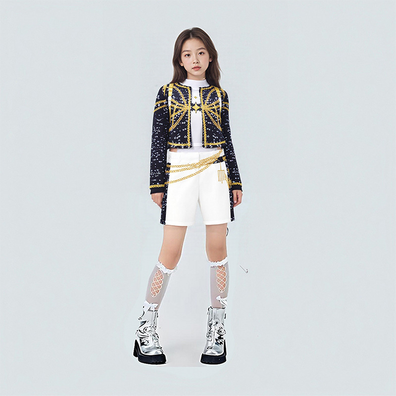 K-Pop lovkinje vještice cosplay kostim – crno-zlatni scenski kostim za korejsku djecu, Rumi Zoy Mirah