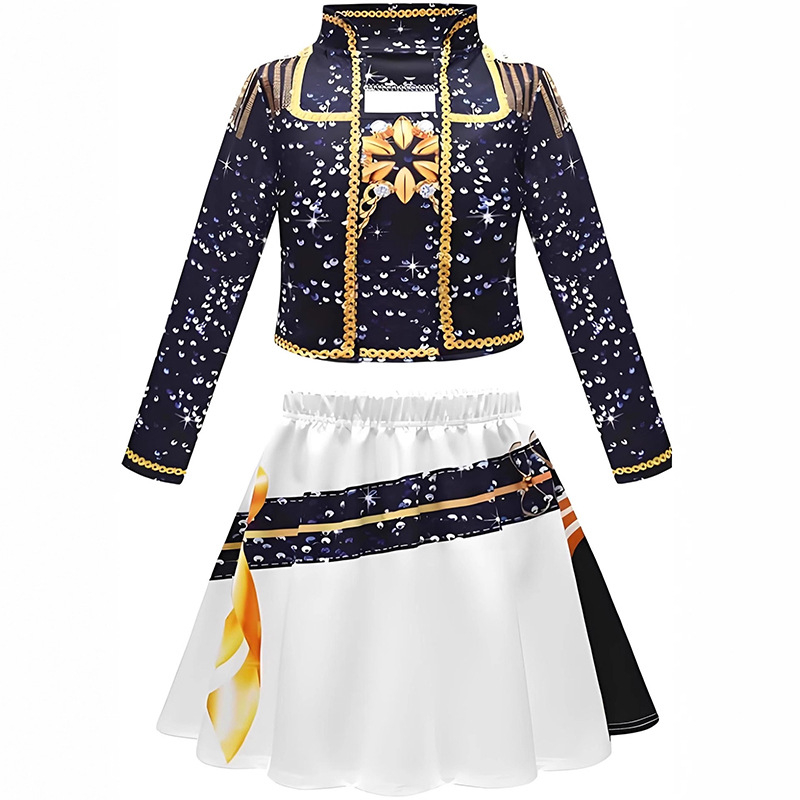 K-Pop lovkinje vještice cosplay kostim – crno-zlatni scenski kostim za korejsku djecu, Rumi Zoy Mirah