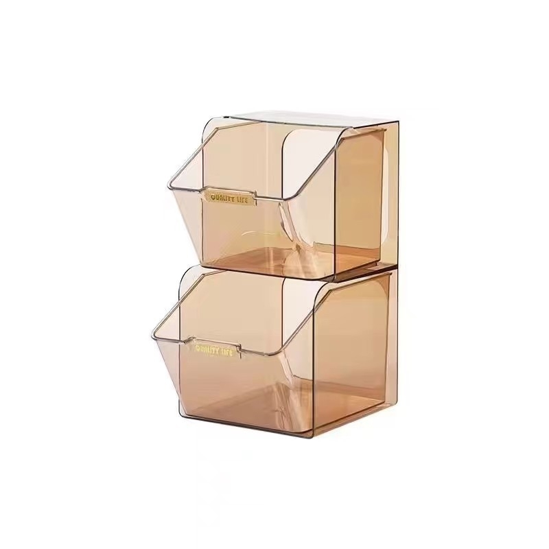 Desktop kutija za pohranu čajnih vrećica i kozmetike s odjeljcima, PET plastika, 2 L, dimenzije 13.6 × 26.9 × 12.6 cm