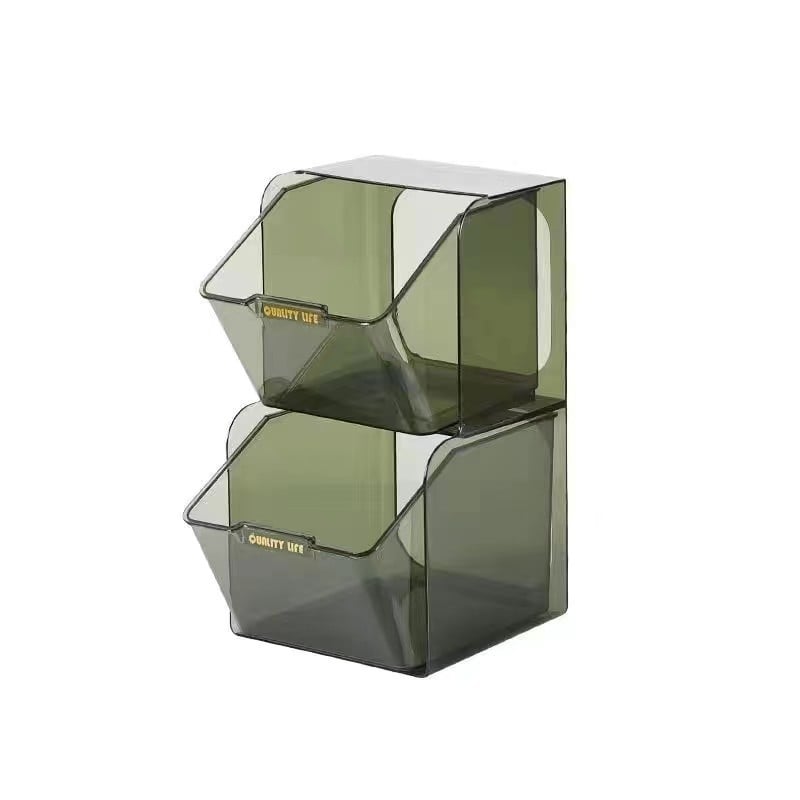 Desktop kutija za pohranu čajnih vrećica i kozmetike s odjeljcima, PET plastika, 2 L, dimenzije 13.6 × 26.9 × 12.6 cm