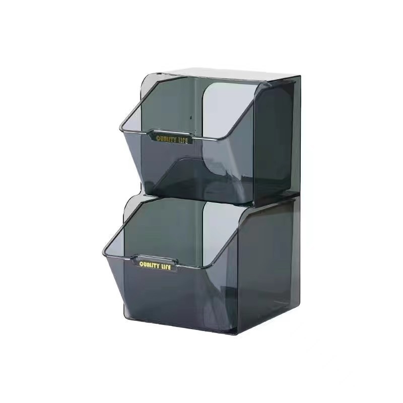 Desktop kutija za pohranu čajnih vrećica i kozmetike s odjeljcima, PET plastika, 2 L, dimenzije 13.6 × 26.9 × 12.6 cm