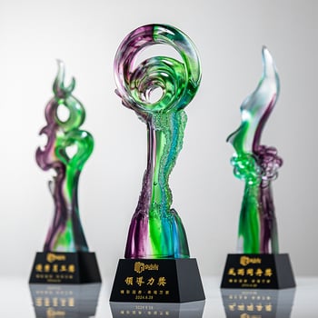 Prilagođeni trofej od šarenog stakla i kristala za izvanredan doprinos i počasno odlikovanje pojedinca – prigodna nagrada za izvrsnog zaposlenika