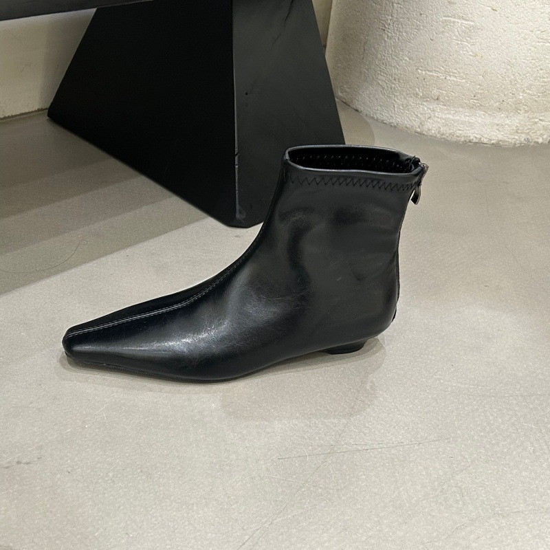 Korejski stil s oštrim vrhom, francuske nude čizme s ravnim potplatom, ženske Martin čizme, jesen-zima, retro stil