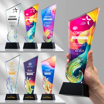 Novi kristalni trofej s prilagođenim DIY graviranjem – elegantna kreativna medalja za izvrsnog zaposlenika, utakmice nogometa i košarke
