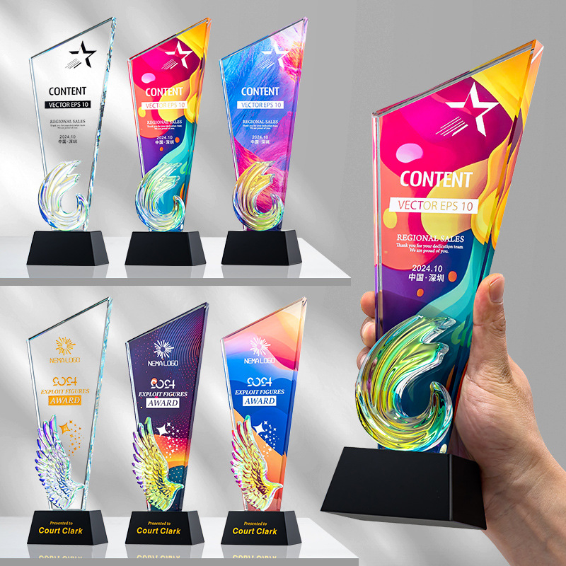 Novi kristalni trofej s prilagođenim DIY graviranjem – elegantna kreativna medalja za izvrsnog zaposlenika, utakmice nogometa i košarke