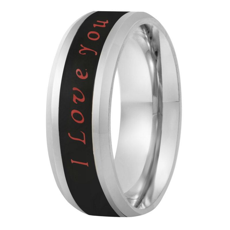I Love You inteligentni prsten za kontrolu temperature, titan čelik, unisex, geometrijski dizajn