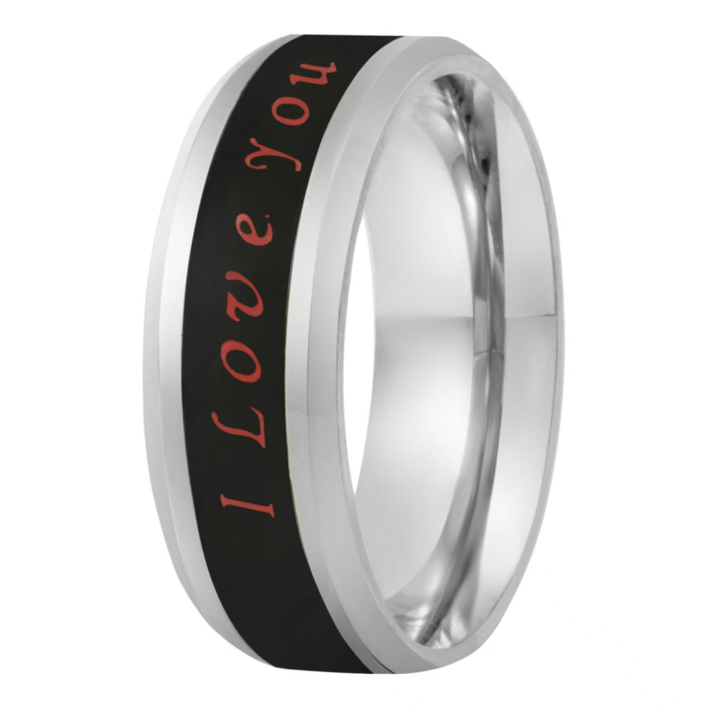 I Love You inteligentni prsten za kontrolu temperature, titan čelik, unisex, geometrijski dizajn
