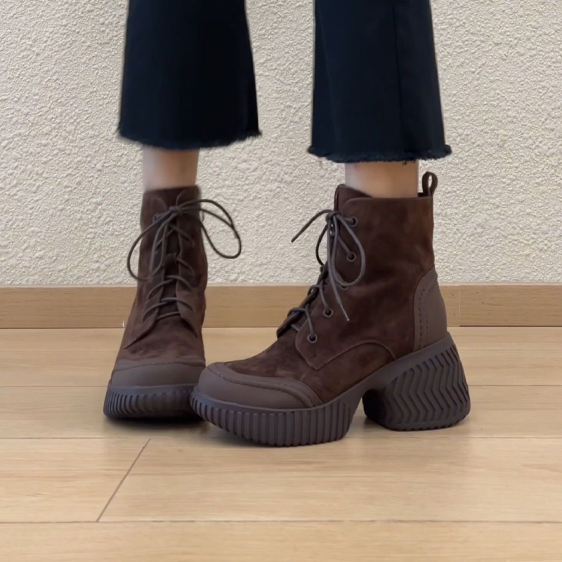 Ženske Martinske čizme u retro stilu, debeli potplat, vezanje, okrugli vrh, kratke čizme, britanski stil, svestrane