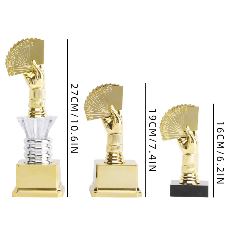 Prilagođeni plastični trofej za poker turnire i nastupe s kartama, kompaktni trofej s graviranjem