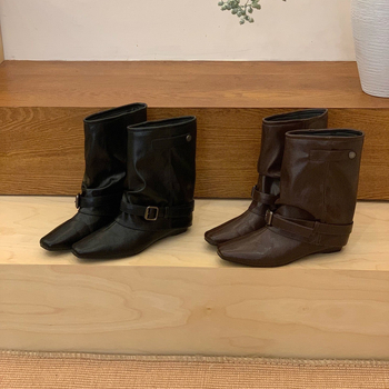 Vintage ženske Martin čizme s niskim potpeticama, Western Cowboy stil, smeđa Melard, kratke čizme do sredine potkoljenice