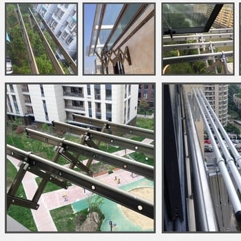 Proširiva vanjska sušilica za balkon, vučna i tlčna funkcija, sklopiva, aluminij
