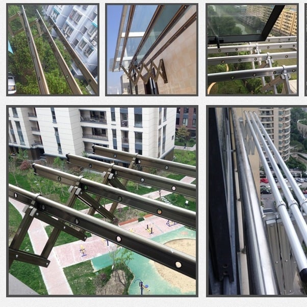 Proširiva vanjska sušilica za balkon, vučna i tlčna funkcija, sklopiva, aluminij
