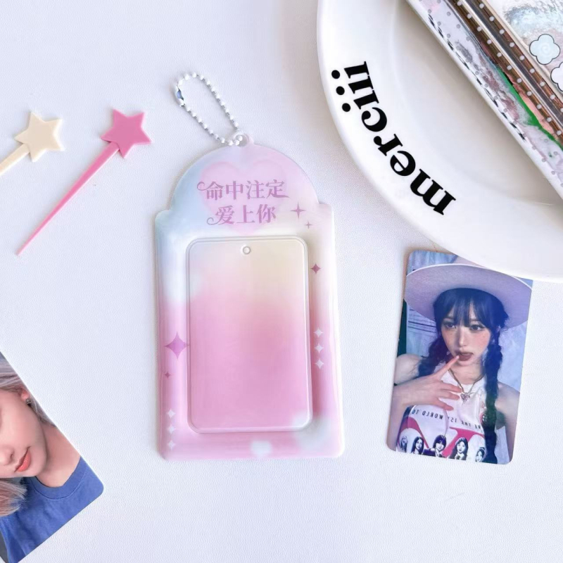 Držač kartica s gradijentnim srcem za studente, za prikazivanje idol fotografija, 3-inčni držač za studentsku karticu, ženski stil