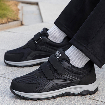 Pantofi de toamnă cu Velcro pentru vârstnici, partea superioară din plasă respirabilă, pantofi sport confortabili pentru purtare zilnică