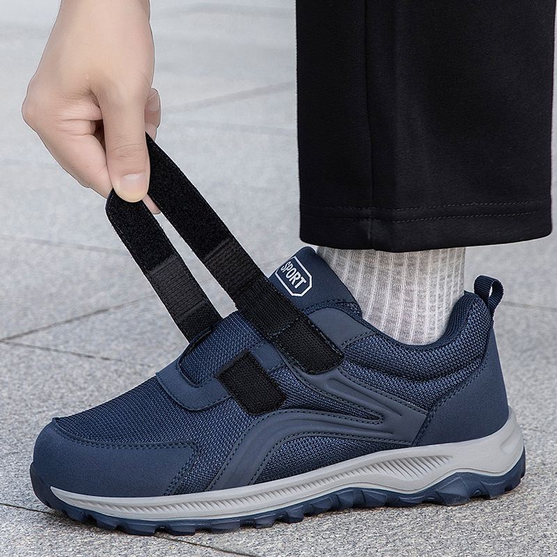 Pantofi de toamnă cu Velcro pentru vârstnici, partea superioară din plasă respirabilă, pantofi sport confortabili pentru purtare zilnică