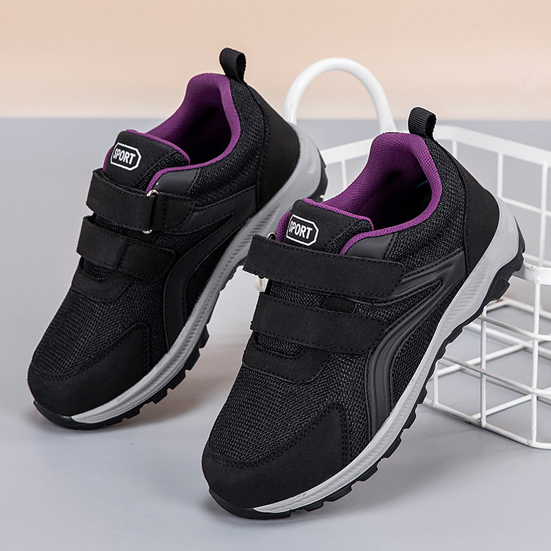 Pantofi de toamnă cu Velcro pentru vârstnici, partea superioară din plasă respirabilă, pantofi sport confortabili pentru purtare zilnică