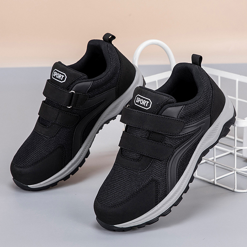 Pantofi de toamnă cu Velcro pentru vârstnici, partea superioară din plasă respirabilă, pantofi sport confortabili pentru purtare zilnică