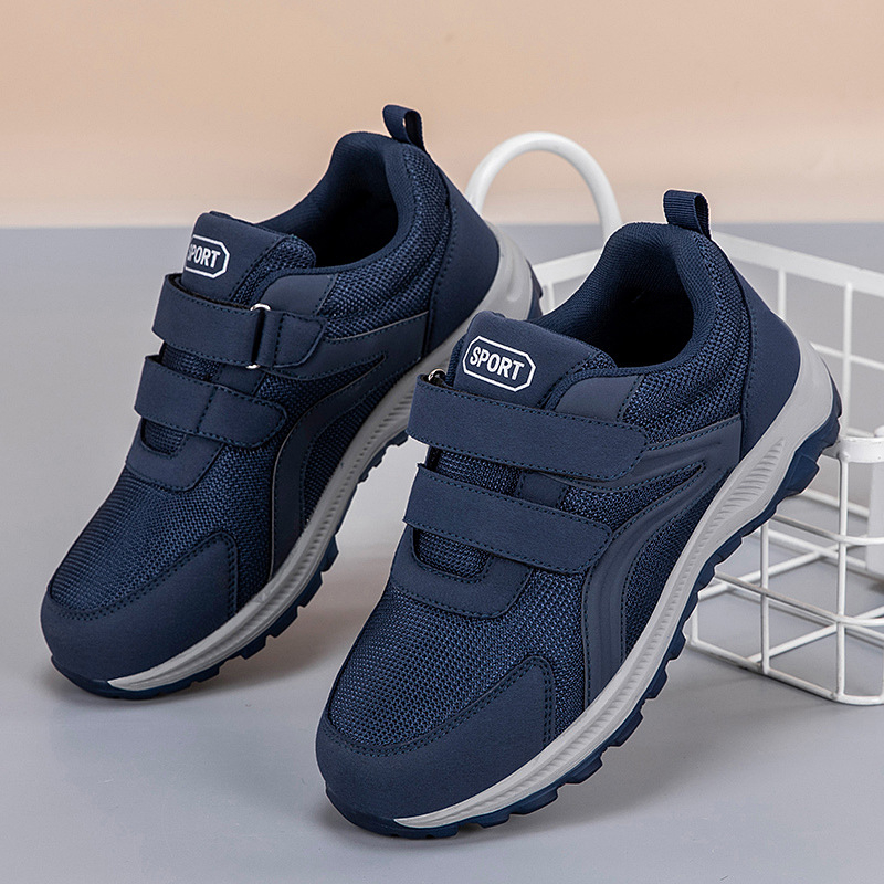 Pantofi de toamnă cu Velcro pentru vârstnici, partea superioară din plasă respirabilă, pantofi sport confortabili pentru purtare zilnică
