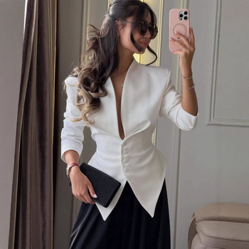 Ženski asimetrični blejzer, slim fit, dugi rukavi, stilski i elegantan top