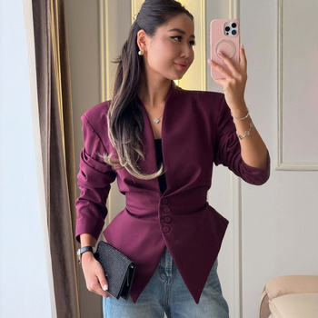 Ženski asimetrični blejzer, slim fit, dugi rukavi, stilski i elegantan top