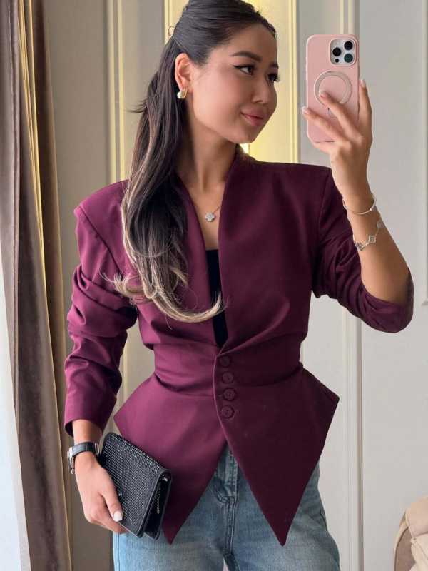 Ženski asimetrični blejzer, slim fit, dugi rukavi, stilski i elegantan top