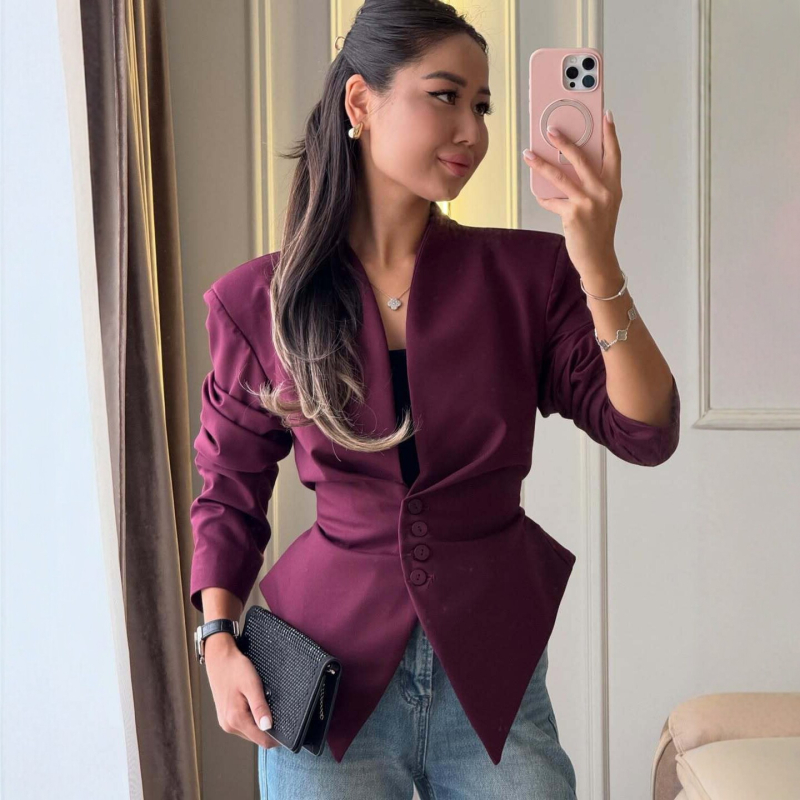 Ženski asimetrični blejzer, slim fit, dugi rukavi, stilski i elegantan top