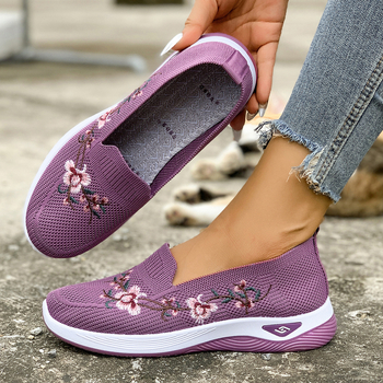 Ženske cipele velikih veličina, casual Slip-On cipele s izvezenim uzorkom u Pekin stilu, platnene