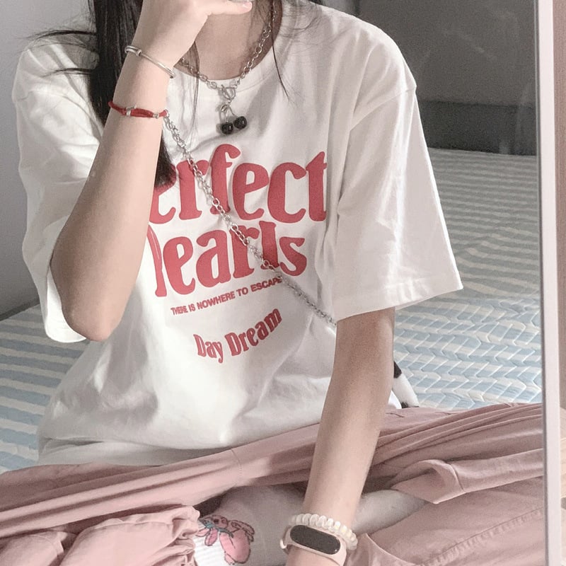 Ljetni ženski T‑shirt s Harajuku stilom, kratkih rukava, udoban slobodan kroj, Korejskog dizajna.
