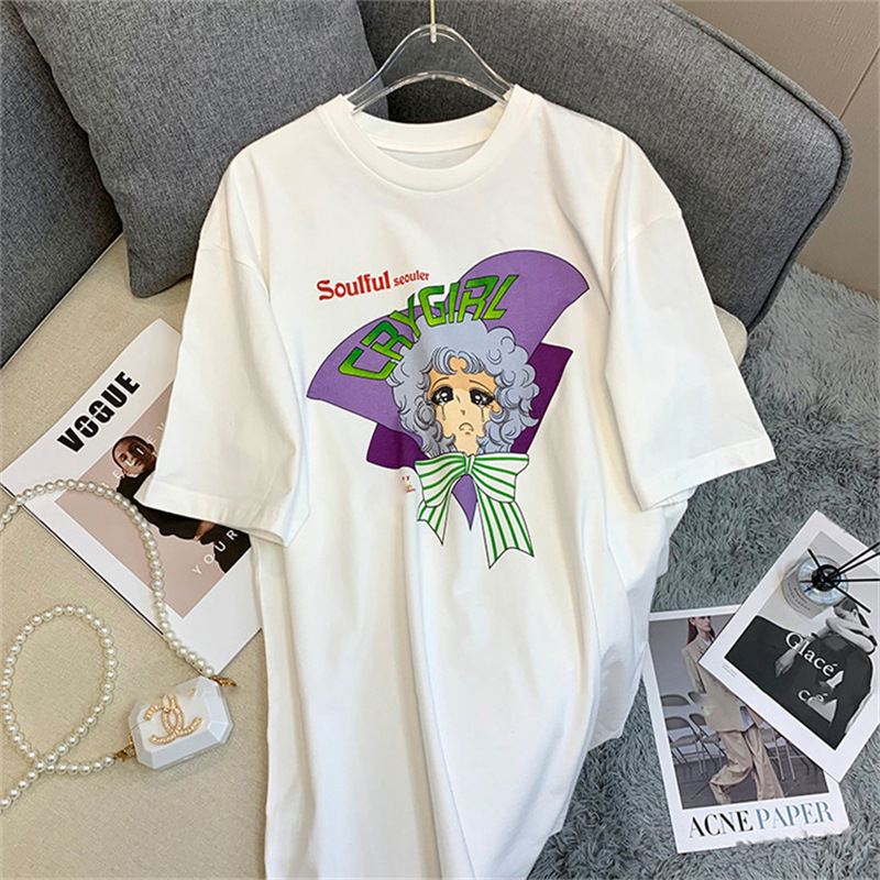 Ljetni ženski T‑shirt s Harajuku stilom, kratkih rukava, udoban slobodan kroj, Korejskog dizajna.
