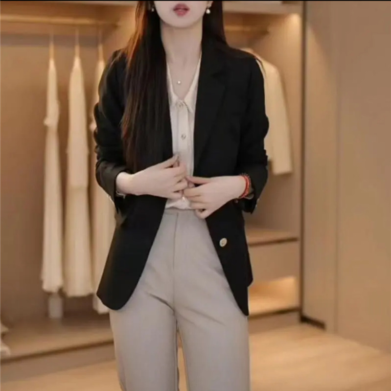 Ženski sako srednje duljine za proljeće, casual modern stil, uski kroj