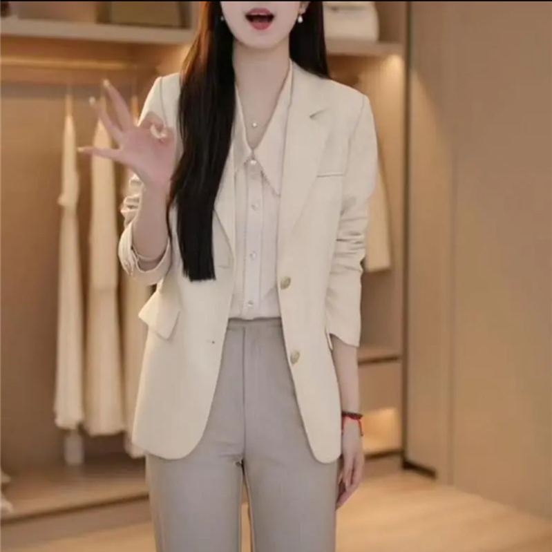 Ženski sako srednje duljine za proljeće, casual modern stil, uski kroj