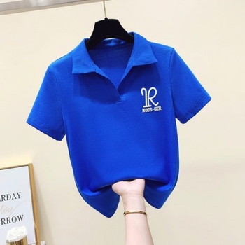 Ženski T-shirt s kratkim rukavima i Polo ovratnikom u Klein Blue, ljetni model, uskog kroja