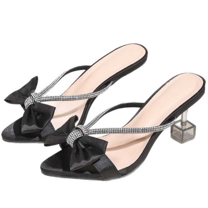 Stiletto sandale s uskim vrhom i dizajnom mašne, elegantne i svestrane ženske sandale s visokim potpeticama
