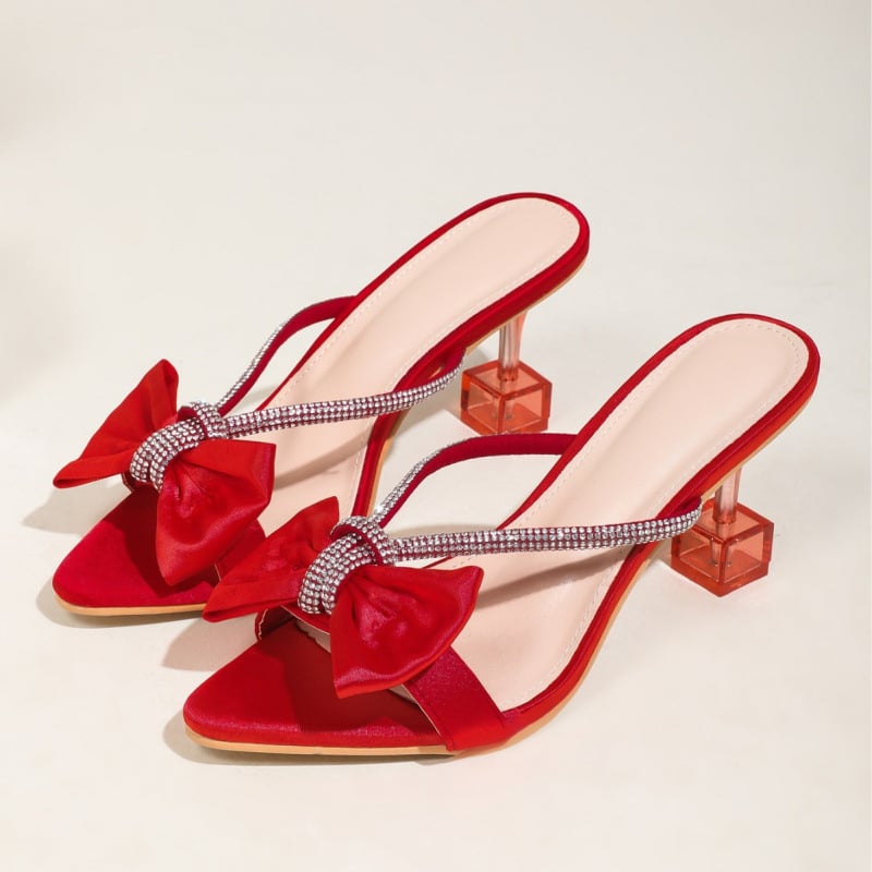 Stiletto sandale s uskim vrhom i dizajnom mašne, elegantne i svestrane ženske sandale s visokim potpeticama