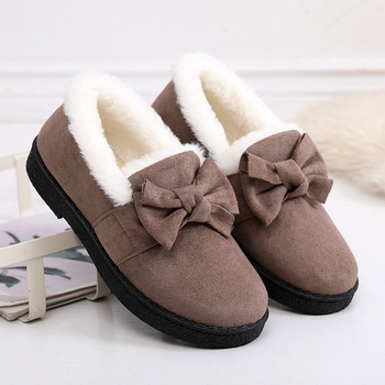 Pantofi de damă din bumbac, în stil Beijing vechi, cu căptușeală fleece, calzi și groși, botine de zăpadă cu funda